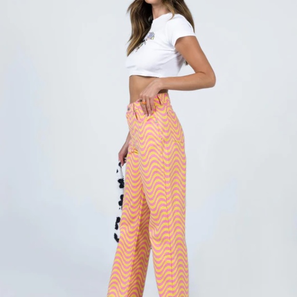 The Ragged Priest Pink and Yellow High Rise Jeans - Picture 2 of 9